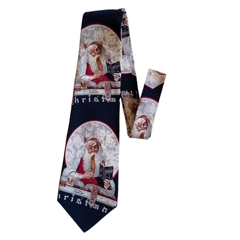Vintage Tie Norman Rockwell Santa Claus Christmas Necktie Saint Nicholas